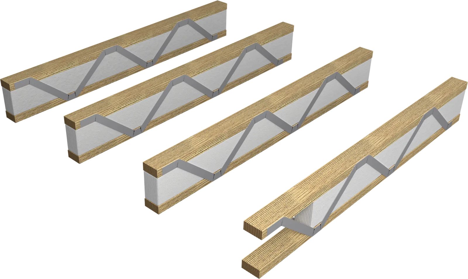 Geschossdecke mit Posi Joist-Trägern, mit Wolle gefüllt